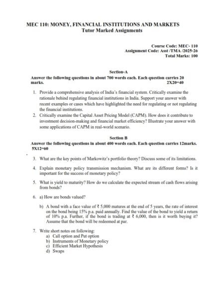IGNOU MEC-110 Solved Assignment 2025-26 English Medium