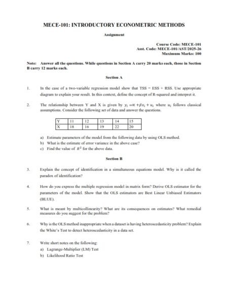 IGNOU MECE-101 Solved Assignment 2025-26 English Medium