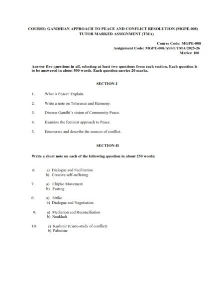 IGNOU MGPE-08 Solved Assignment 2025-26 English Medium