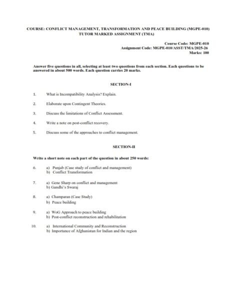 IGNOU MGPE-010 Solved Assignment 2025-26 English Medium