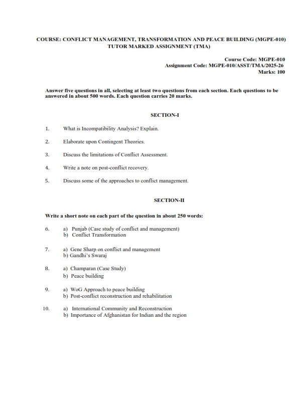 IGNOU MGPE-010 Solved Assignment 2025-26 English Medium