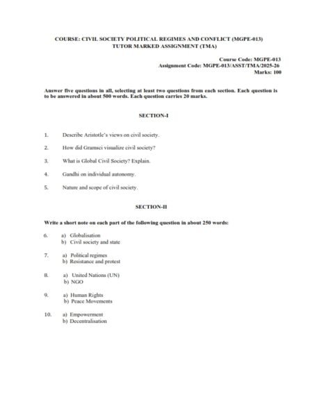 IGNOU MGPE-013 Solved Assignment 2025-26 English Medium