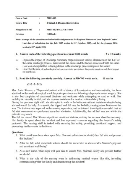 IGNOU MHH-012 Solved Assignment 2025-26 English Medium