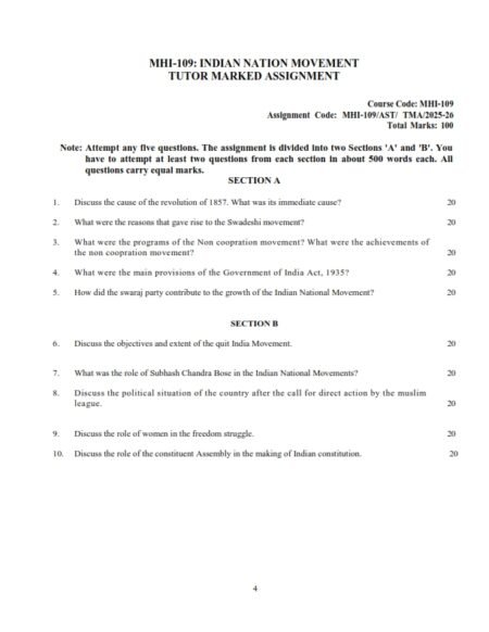 IGNOU MHI-109 Solved Assignment 2025-26 English Medium