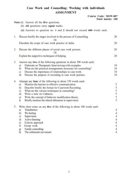 IGNOU MSW-007 Solved Assignment 2025-26 English Medium