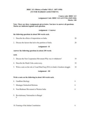 IGNOU BHIC-113 Solved Assignment 2025-26 English Medium