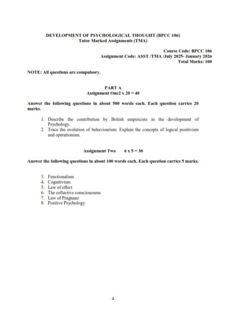 IGNOU BPCC-106 Solved Assignment 2025-26 English Medium