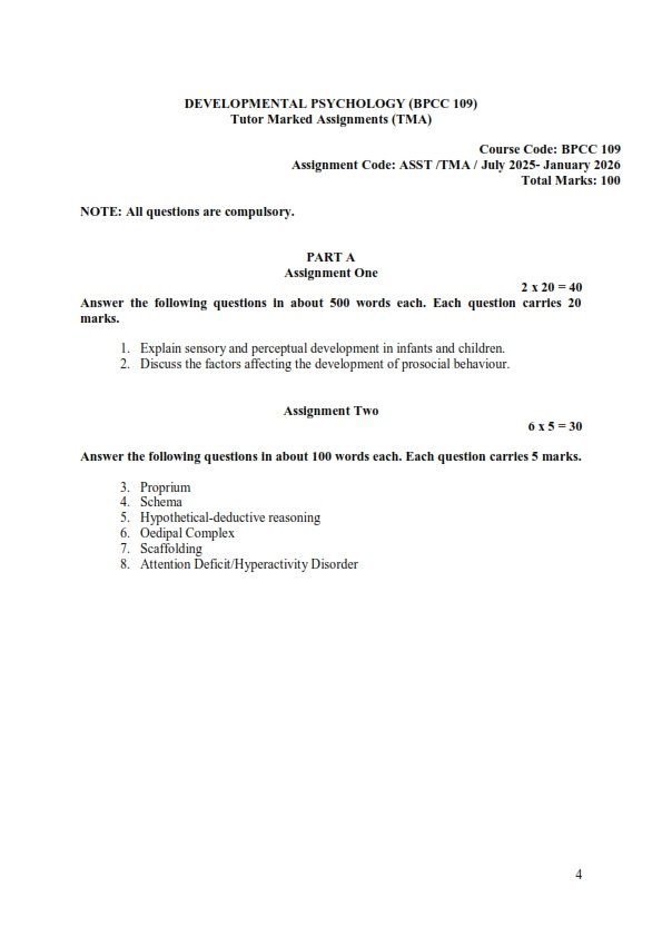 IGNOU BPCC-109 Solved Assignment 2025-26 English Medium