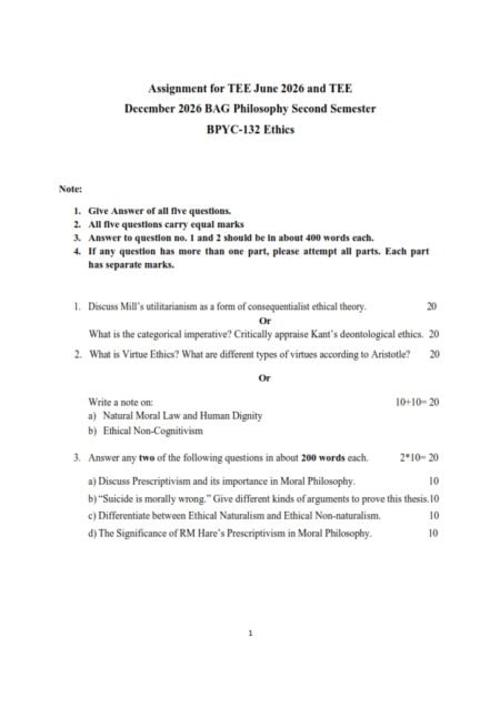 IGNOU BPYC-132 Solved Assignment 2025-26 English Medium