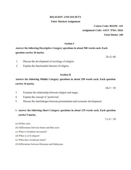 IGNOU BSOM-163 Solved Assignment 2026 English Medium
