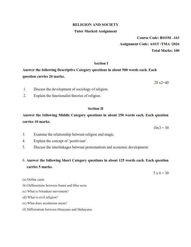 IGNOU BSOM-163 Solved Assignment 2026 English Medium