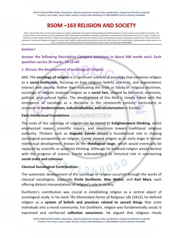 IGNOU BSOM-163 Solved Assignment 2026 English Medium