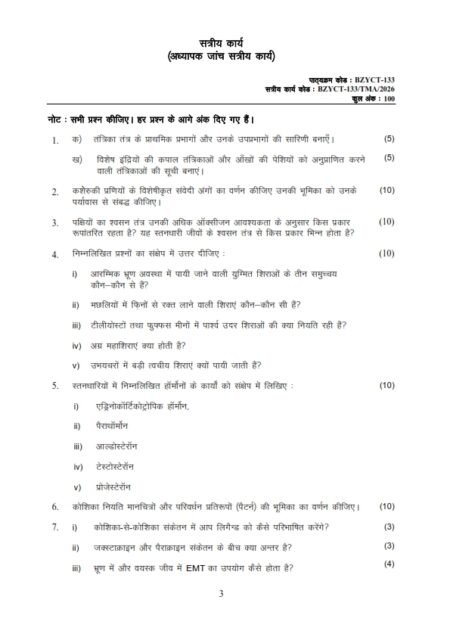 IGNOU BZYCT-133 Solved Assignment 2026 Hindi Medium