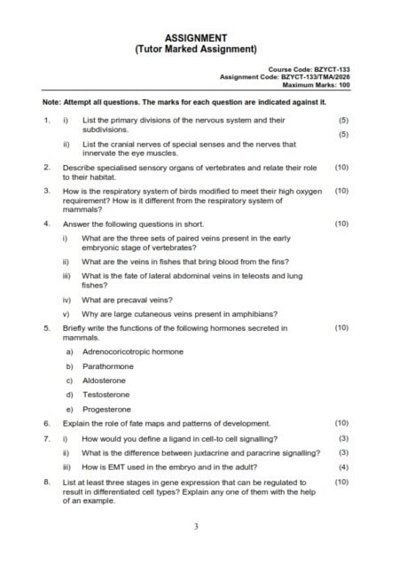 IGNOU BZYCT-133 Solved Assignment 2026 English Medium