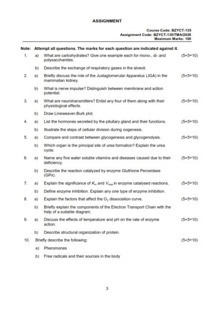 IGNOU BZYCT-135 Solved Assignment 2026 English Medium