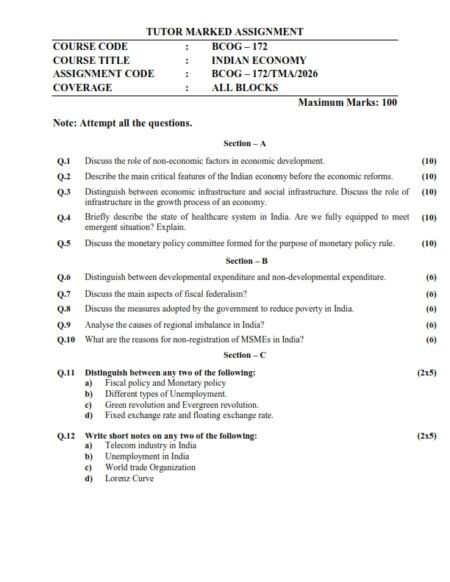 IGNOU BCOG-172 Solved Assignment 2026 English Medium