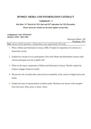 IGNOU BNM-023 Solved Assignment 2026 English Medium