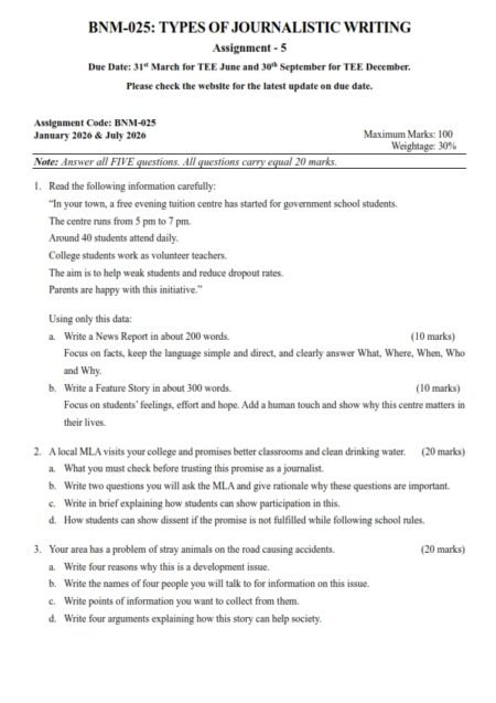 IGNOU BNM-025 Solved Assignment 2026 English Medium