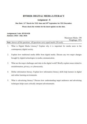 IGNOU BNM-028 Solved Assignment 2026 English Medium