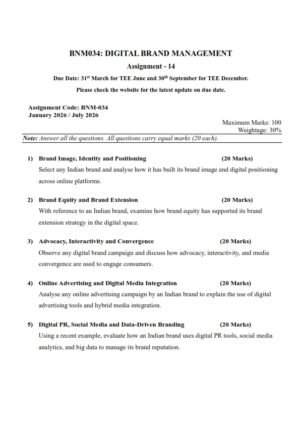 IGNOU BNM-034 Solved Assignment 2026 English Medium