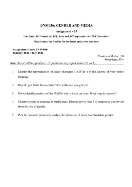 IGNOU BNM-036 Solved Assignment 2026 English Medium