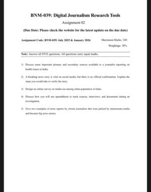 IGNOU BNM-039 Solved Assignment 2025-26 English Medium