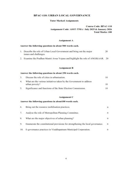 IGNOU BPAC-110 Solved Assignment 2025-26 English Medium