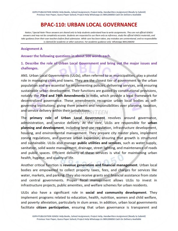 IGNOU BPAC-110 Solved Assignment 2025-26 English Medium