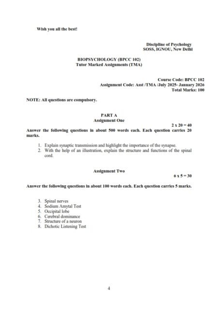 IGNOU BPCC-102 Solved Assignment 2025-26 English Medium
