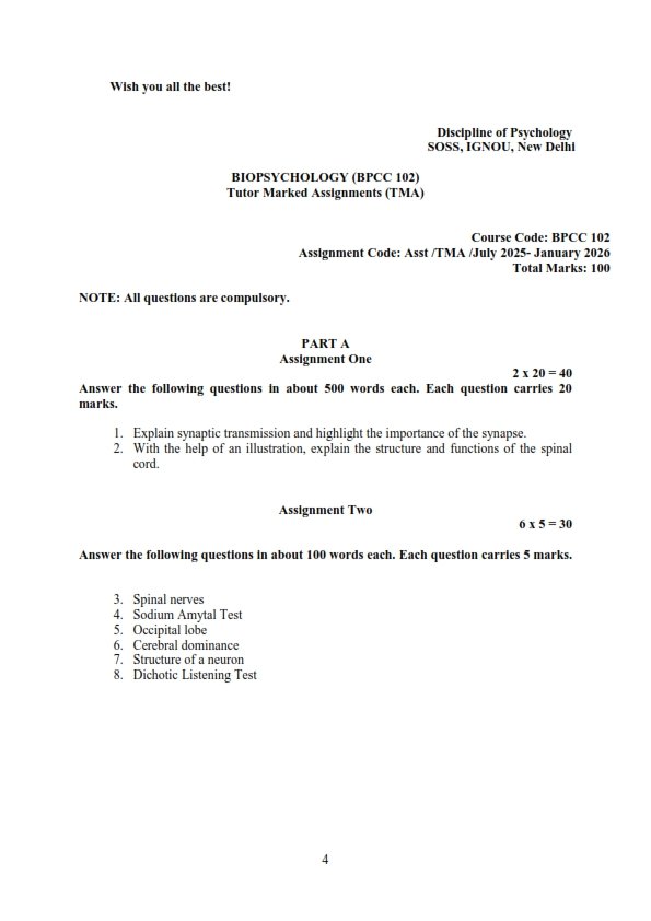 IGNOU BPCC-102 Solved Assignment 2025-26 English Medium