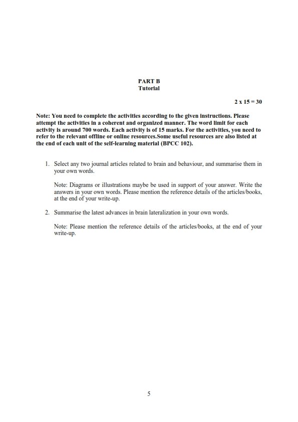 IGNOU BPCC-102 Solved Assignment 2025-26 English Medium