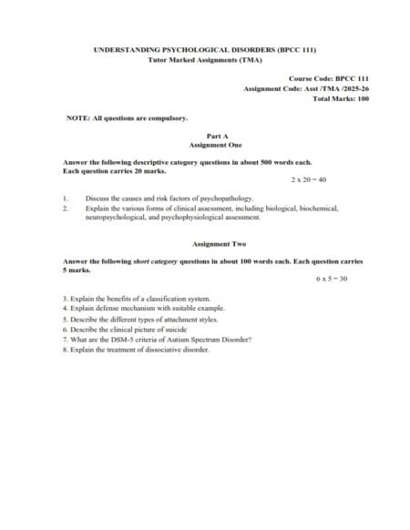 IGNOU BPCC-111 Solved Assignment 2025-26 English Medium