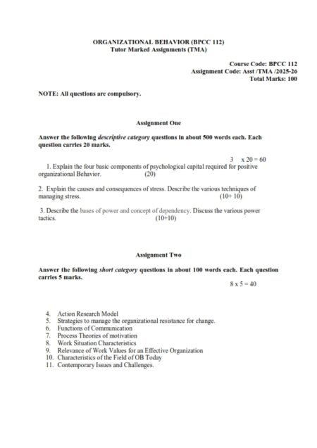 IGNOU BPCC-112 Solved Assignment 2025-26 English Medium