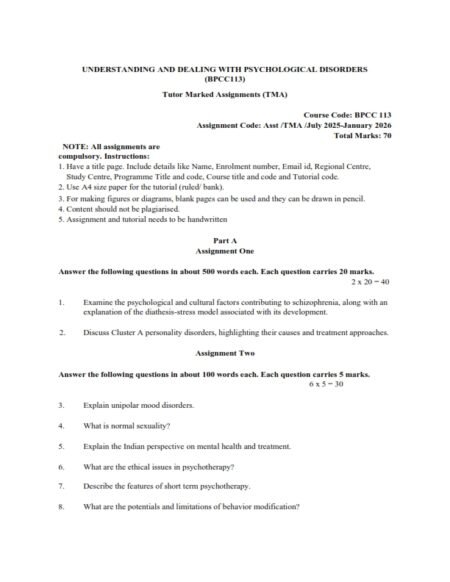 IGNOU BPCC-113 Solved Assignment 2025-26 English Medium