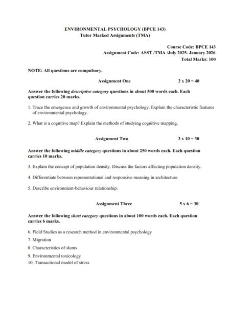 IGNOU BPCE-143 Solved Assignment 2025-26 English Medium