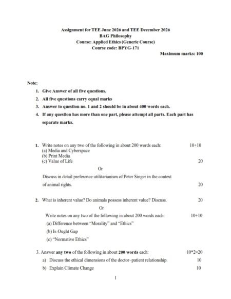 IGNOU BPYG-171 Solved Assignment 2026 English Medium