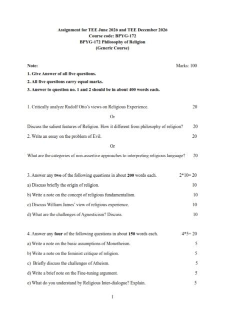 IGNOU BPYG-172 Solved Assignment 2026 English Medium