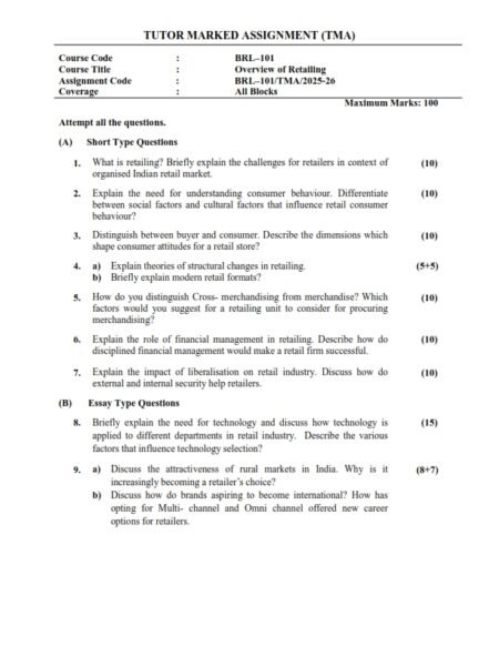 IGNOU BRL-101 Solved Assignment 2025-26 English Medium