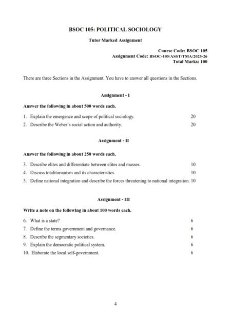 IGNOU BSOC-105 Solved Assignment 2025-26 English Medium