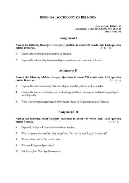 IGNOU BSOC-106 Solved Assignment 2025-26 English Medium
