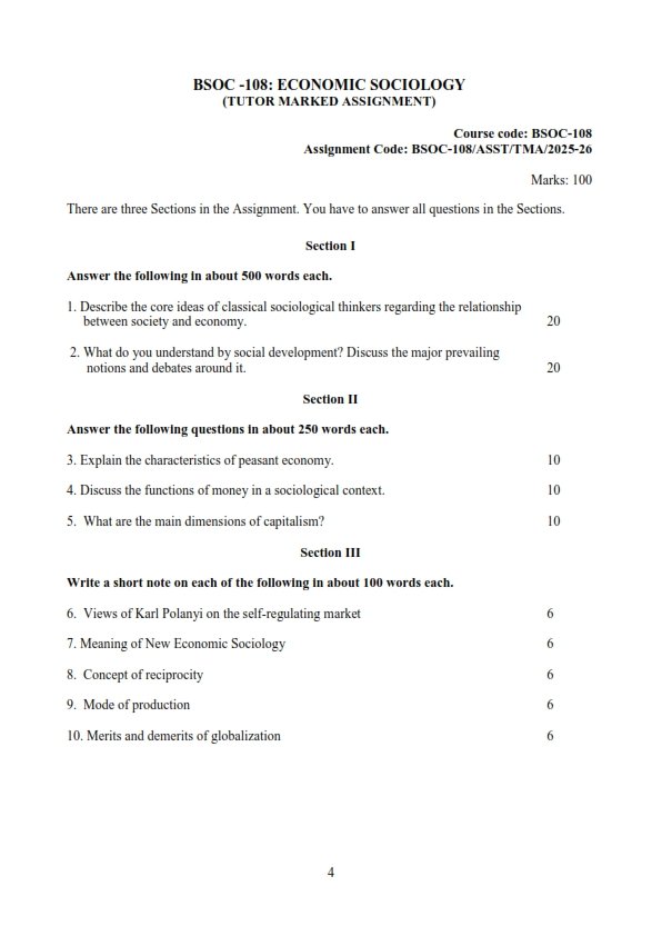 IGNOU BSOC-108 Solved Assignment 2025-26 English Medium