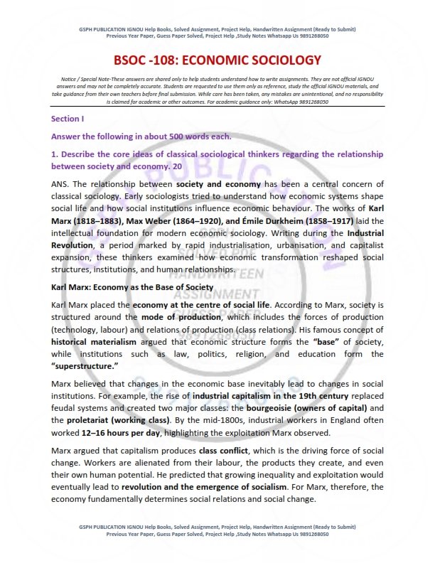 IGNOU BSOC-108 Solved Assignment 2025-26 English Medium