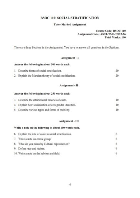 IGNOU BSOC-110 Solved Assignment 2025-26 English Medium