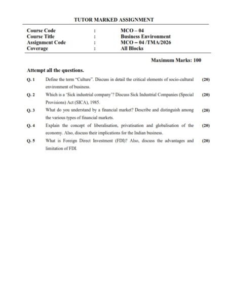 IGNOU MCO-04 Solved Assignment 2026 English Medium