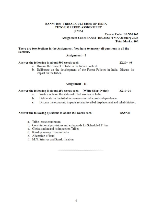 IGNOU BANM-163 Solved Assignment Jan-2026 English Medium
