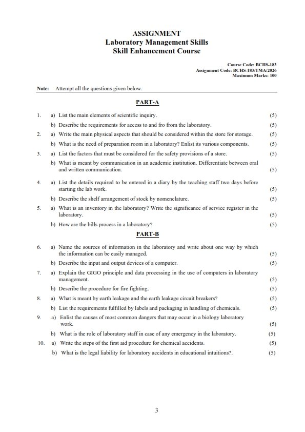 IGNOU BCHS-183 Solved Assignment 2026 English Medium