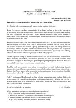 IGNOU BEGS-186 Solved Assignment 2025-26 English Medium