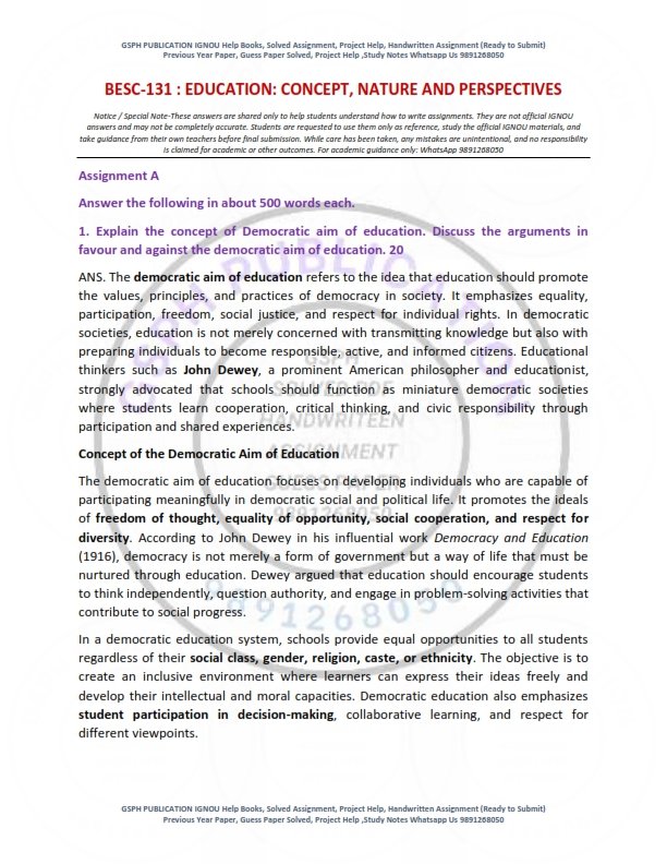 IGNOU BESC-131 Solved Assignment 2026 English Medium