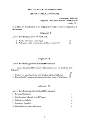 IGNOU BHIC-134 Solved Assignment 2025-26 English Medium