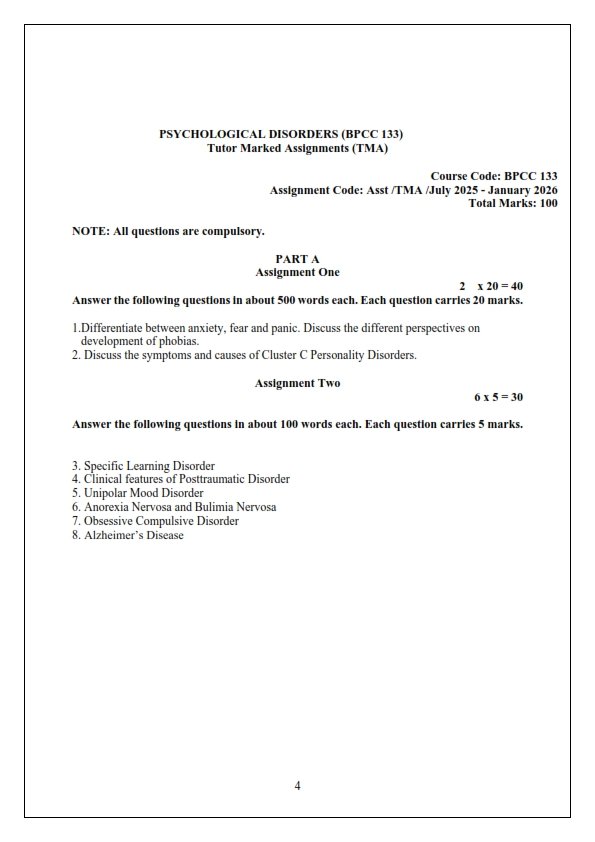 IGNOU BPCC-133 Solved Assignment 2025-26 English Medium
